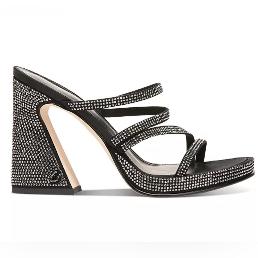 Circus NY by Sam Edelman Black Strappy Heels with Rhinestones